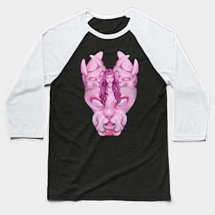 Bakeneko: Pink Monster Cat Baseball T-Shirt